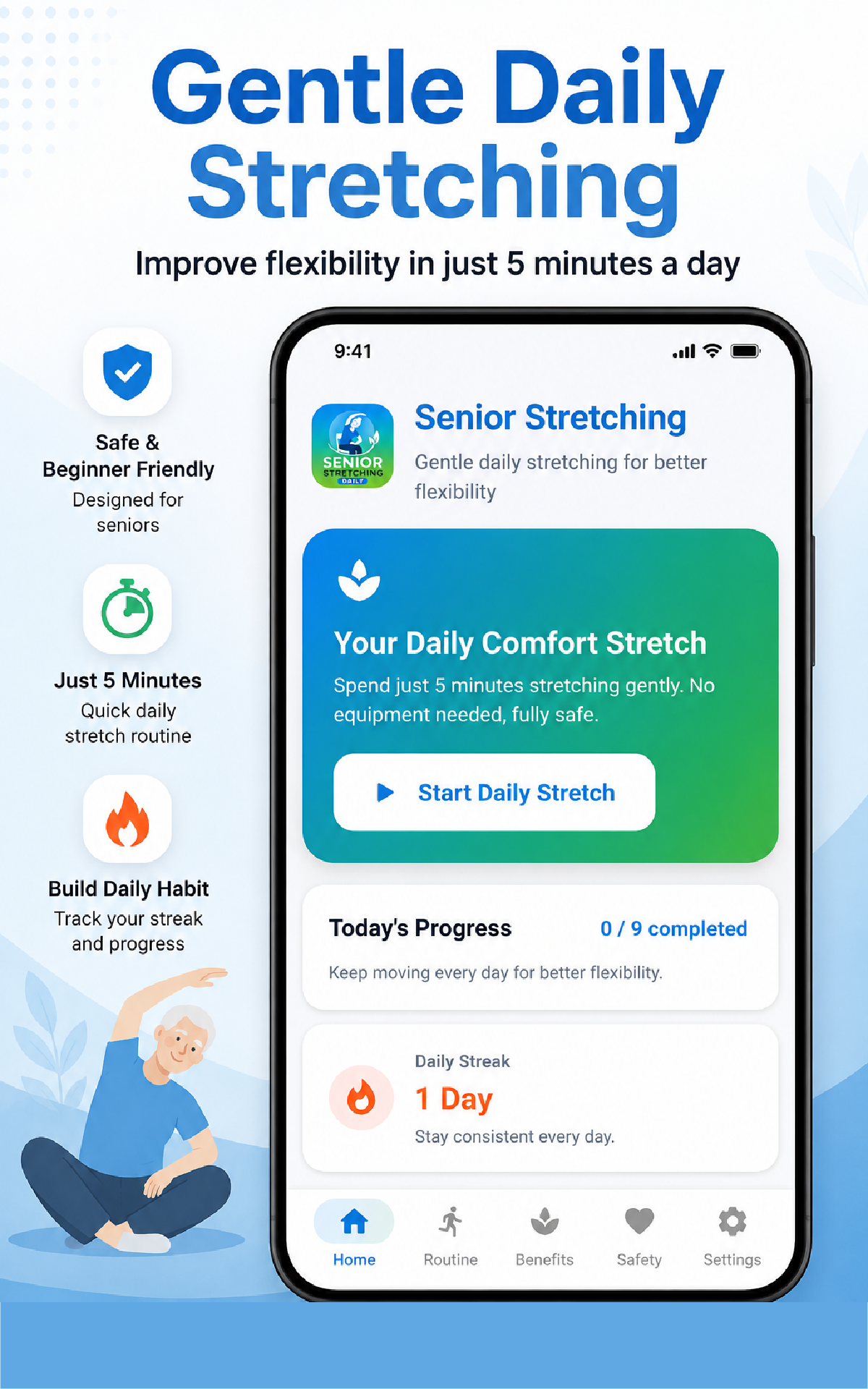 Senior Stretching Daily home screen promotion