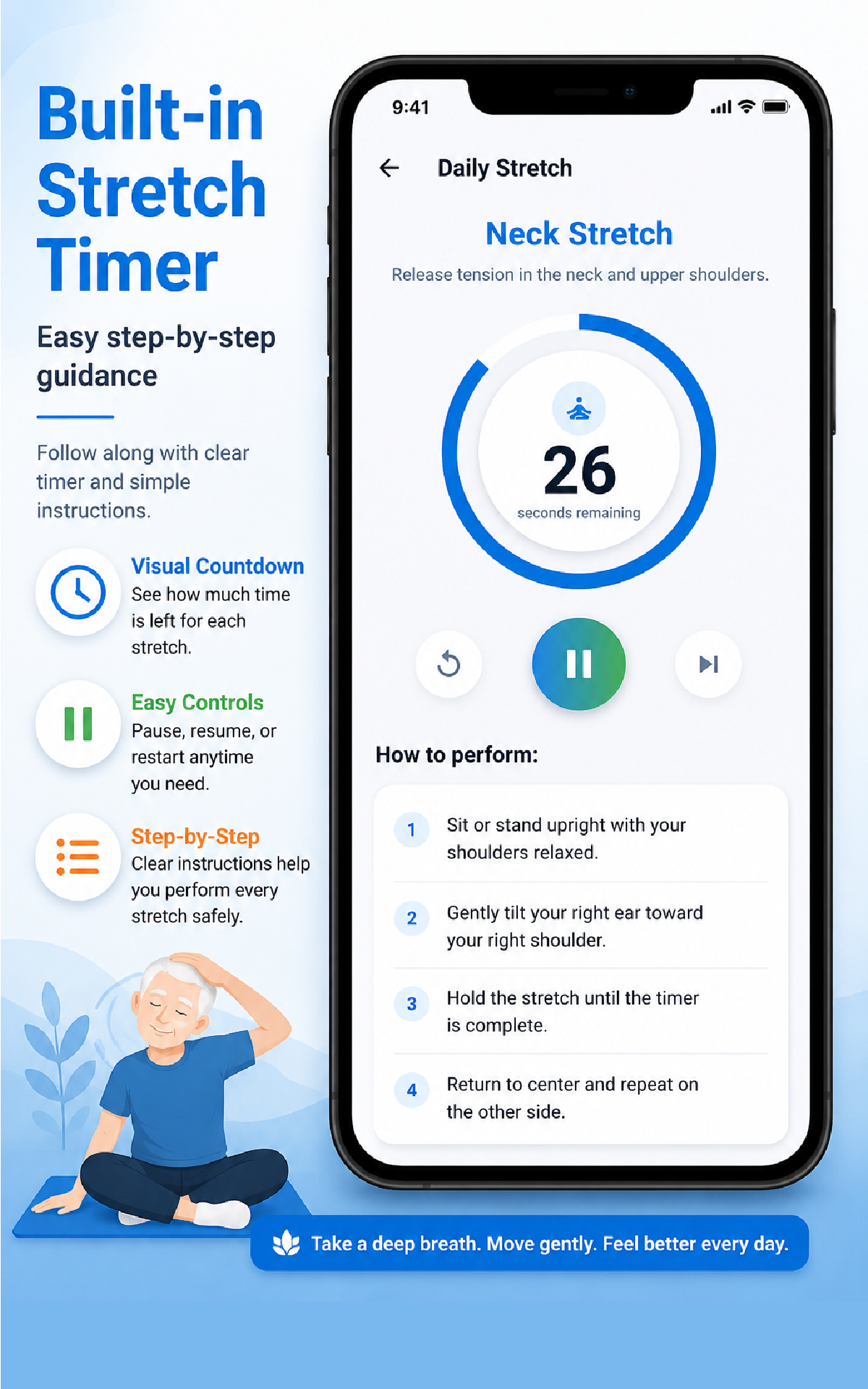 Senior Stretching Daily stretch timer promotion